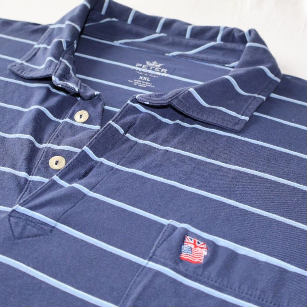 Peter Millar Striped Polo Shirt American British Flag XXL